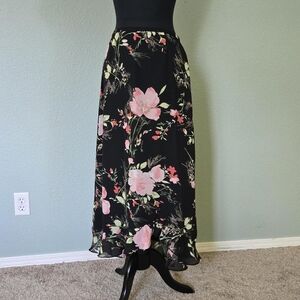 Emma James Liz Claiborne Floral Ruffle Hem Skirt